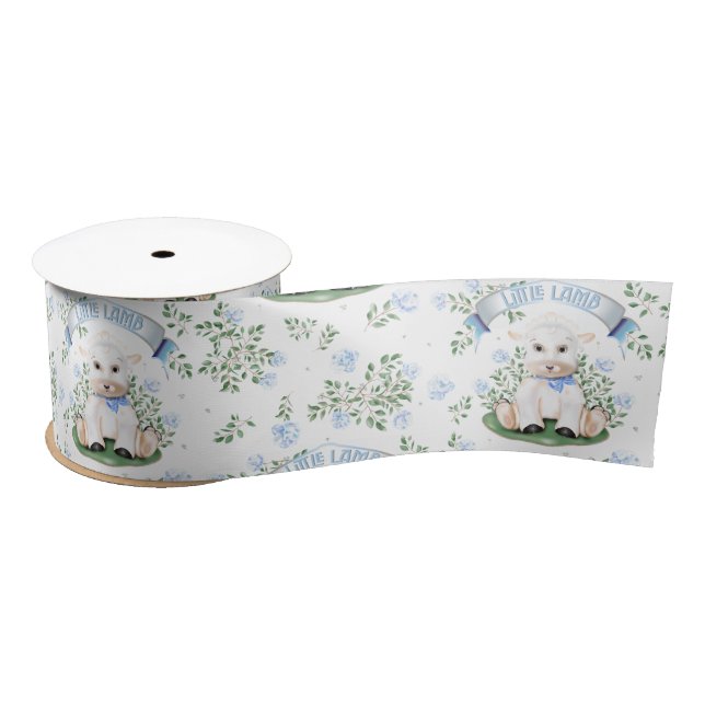 Lazo De Raso Lamb Blue Floral Baby Shower (Carrete)