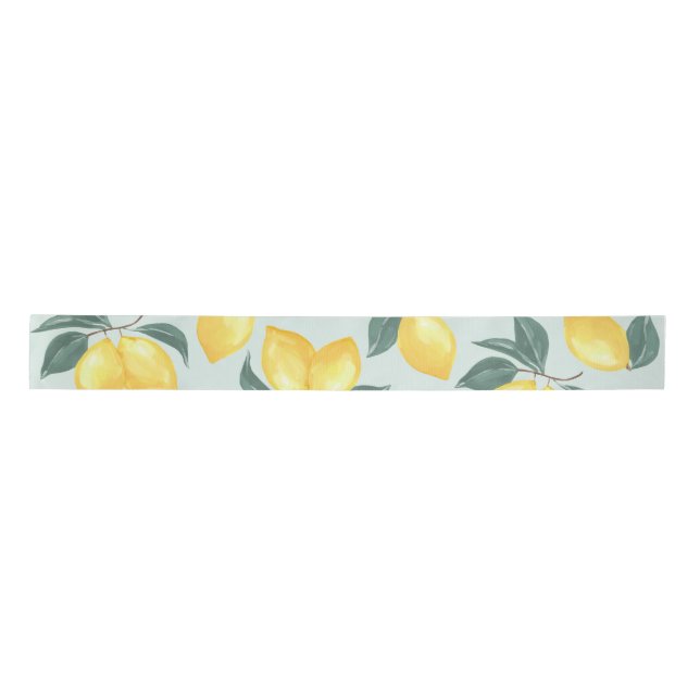 Lazo De Raso Lemon Greenery Gift Wrapping Ribbon (Anverso)