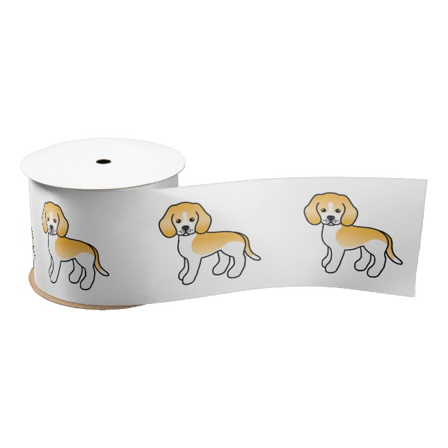 Lazo De Raso Lemon Y Beagle Blanco Perro De Caricatura (Carrete)