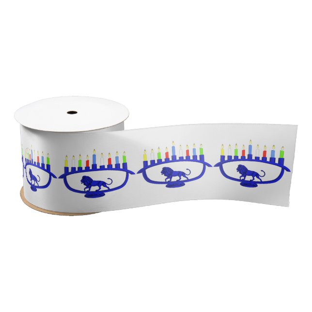 Lazo De Raso León azul Menorah (Carrete)