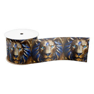 Lazo De Raso León Azul Y Oro De Zafiro,