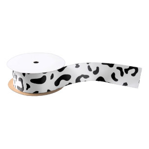 Lazo De Raso Leopard Print, Leopard Spots, Negro Y Blanco