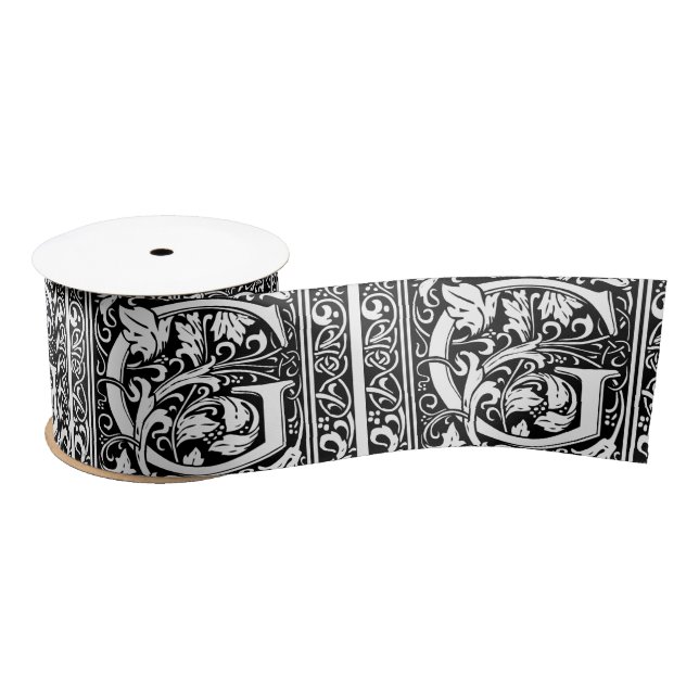 Lazo De Raso Letra G Monograma medieval Art Nouveau (Carrete)