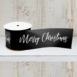Lazo De Raso Letras de Feliz Navidad en Caligrafía Blanca sobre