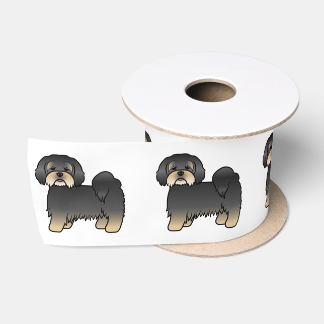 Lazo De Raso Lhasa Apso negro y bronceado perro de dibujos anim (Carrete)