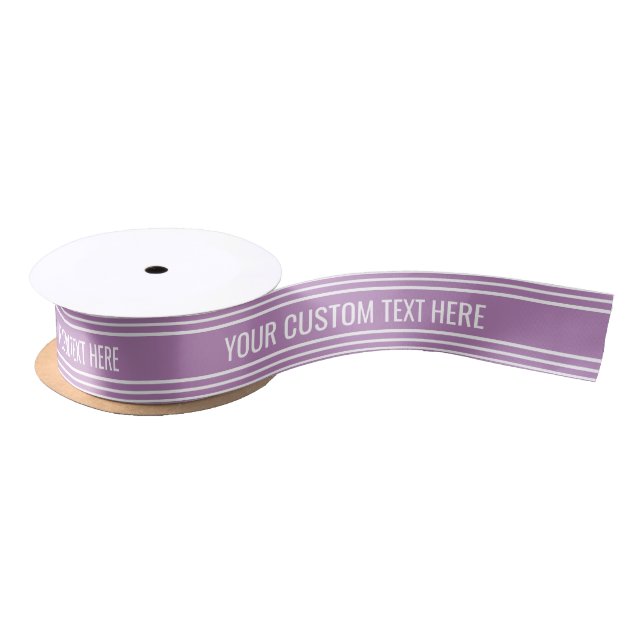 Lazo De Raso Lilac Stripes personalizado cinta de texto (Carrete)