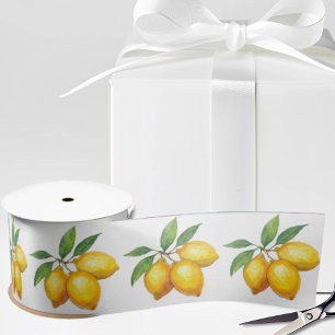 Lazo De Raso Limones Acuarela Italianos sobre Blanco