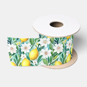 Lazo De Raso Limones y Flores Blancas - Decoración de Campo Fra