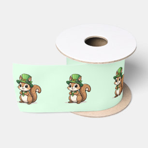 Lazo De Raso Linda ardilla del día de San Patricio con sombrero