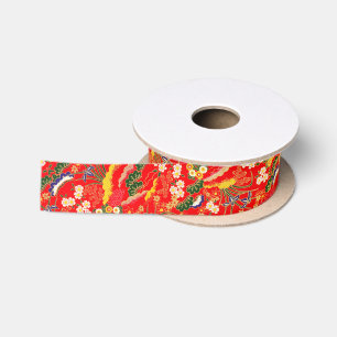 Lazo De Raso Lindos patrones florales japoneses coloridos