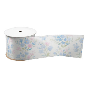 Lazo De Raso Listón Floral Pastel