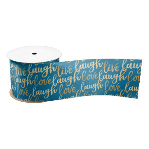 Lazo De Raso Live Lauder Love Faux Gold Lettering Blue