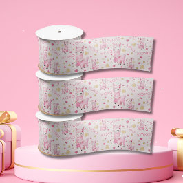 Lazo De Raso Llama rosa acuarela XOXO