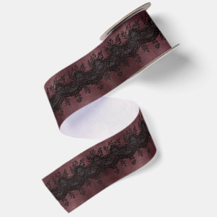 Lazo De Raso Lluvia Nupcial de Encaje Falso Burgundy Negro