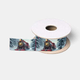 Lazo De Raso Locomotora Vintage De Vapor En Nieve
