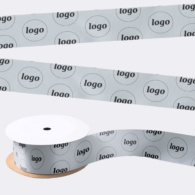 Lazo De Raso Logotipo sencillo comercial azul promocional (Logo pattern business promotional dusty pastel powder blue satin ribbon)