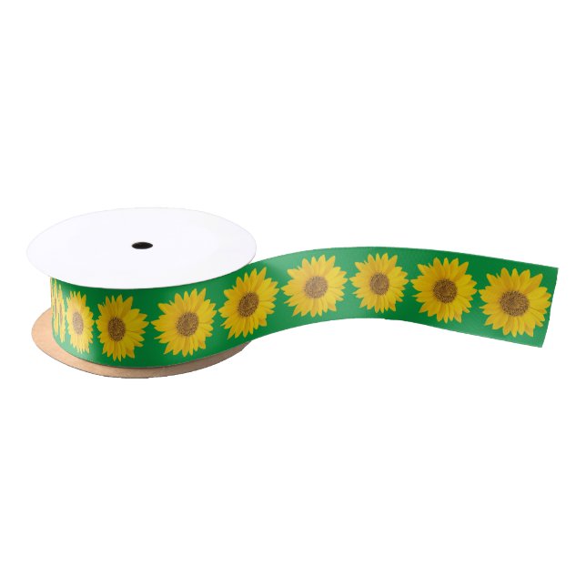Lazo De Raso Los girasoles amarillos en verde (Carrete)