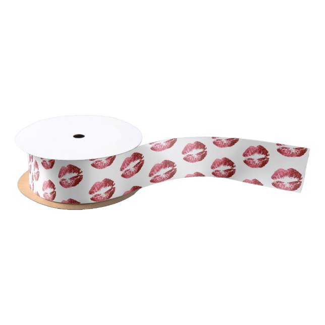 Lazo De Raso Los labios rojos rosados en blanco (Carrete)