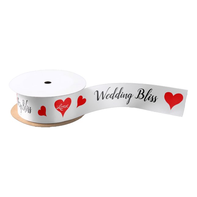 Lazo De Raso Love Red Hearts Sweet Wedding Bliss 1.5 INCH (Carrete)