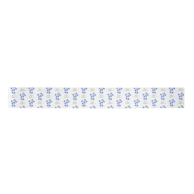 Lazo De Raso Lovely Bluebells Blanco (Anverso)