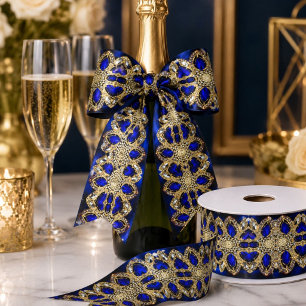 Lazo De Raso Lujo Tendencia Elegante Oro Turquesa Azul Cobalto