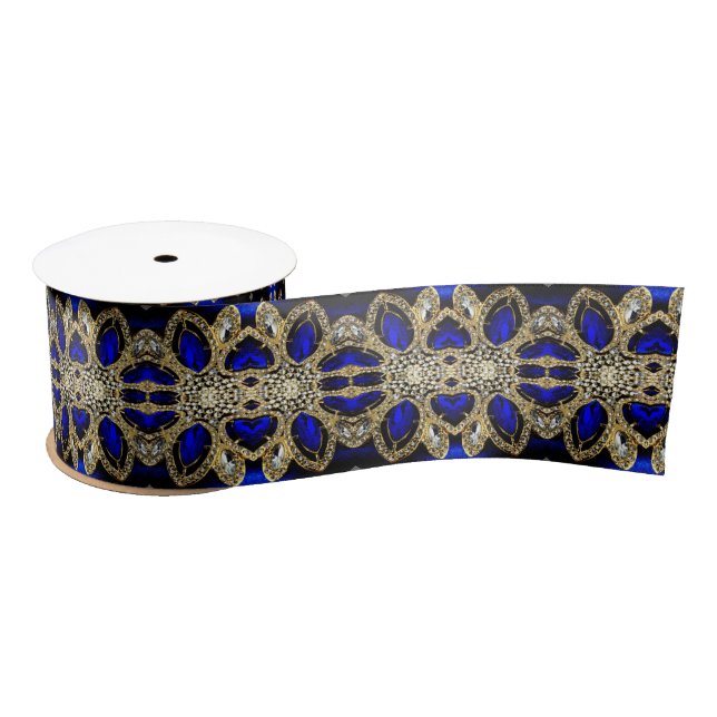 Lazo De Raso Lujoso trendy Elegante Oro Turquesa Cobalto Azul (Carrete)