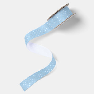 Lazo De Raso Lunares diminutos blancos - azul bebé