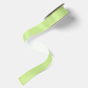 Lazo De Raso Lunares diminutos blancos - Verde primavera