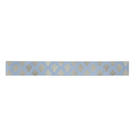 Lazo De Raso Lux Gold Fleur de Lis y Cerulean Blue