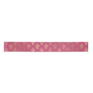 Lazo De Raso Lux Gold Fleur de Lis y Raspberry Sorbet