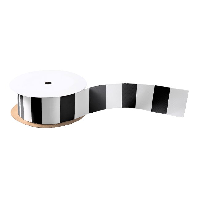 Lazo De Raso Luxury Black & White Stripes Gift Wrapping (Luxury Black & White Stripes Gift Wrapping Satin Ribbon)