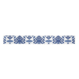 Lazo De Raso Luxury Royal Blue and White Baroque Floral Pattern