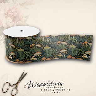 Lazo De Raso Magnífico Vintage Green Rustic Woodland Mushroom