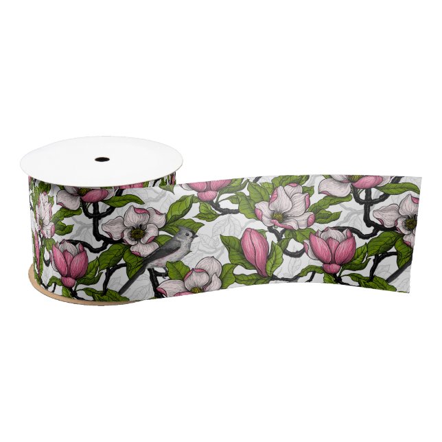 Lazo De Raso Magnolia floreciente (Carrete)