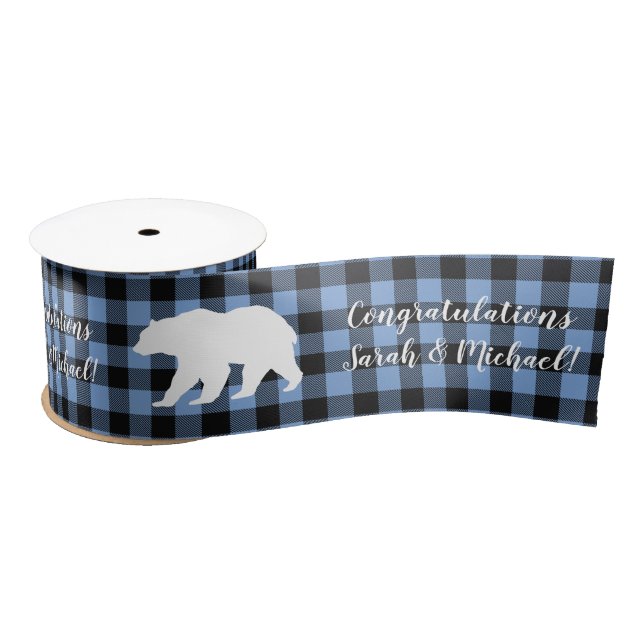 Lazo De Raso Mama Bear Baby Shower Woodland Lodge Boy Blue (Carrete)
