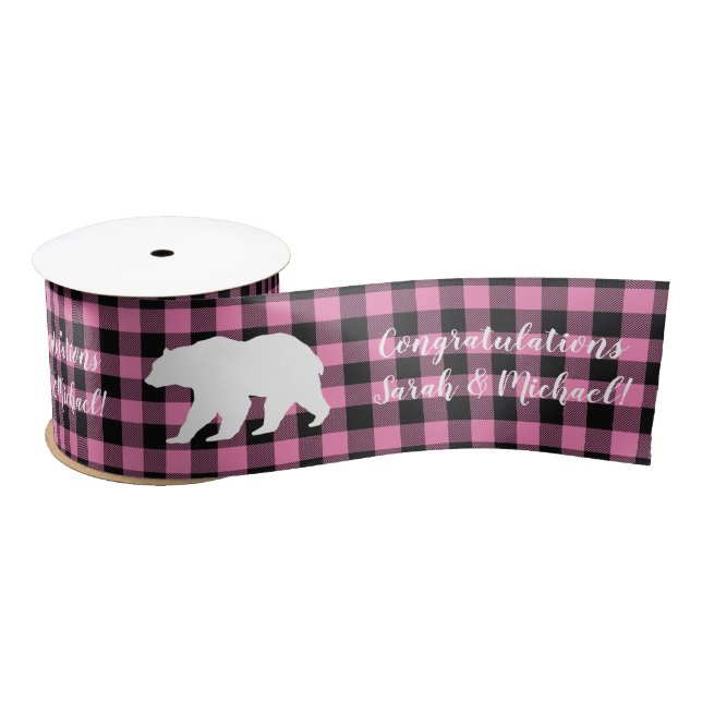 Lazo De Raso Mama Bear Baby Shower Woodland Lodge Chica Pink (Carrete)