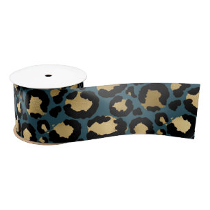 Lazo De Raso Manchas de Leopardo Lujosas Oscuro Glam Salvaje