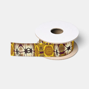 Lazo De Raso Mandalá Floral Dorado Patrón Boho