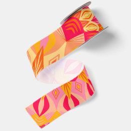 Lazo De Raso Mandala superpuesto naranja rosa amarillo