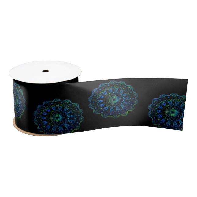 Lazo De Raso Mandala verde azul (Carrete)