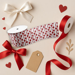 Lazo De Raso Manualidades románticas del corazón rojo del día d
