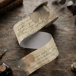 Lazo De Raso Manuscrito Vintage Obsidiana de Dark Academia