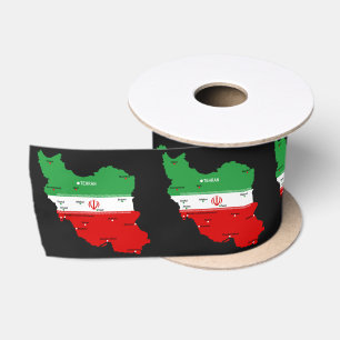 Lazo De Raso Mapa de Irán con bandera y emblema