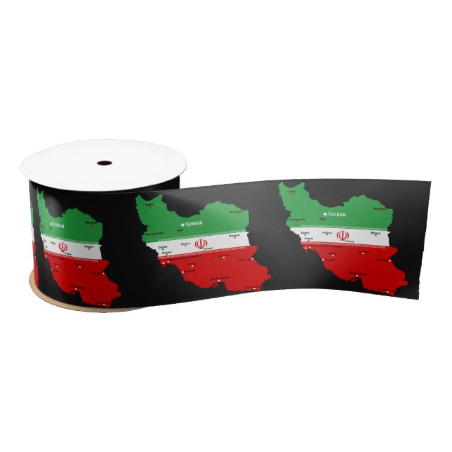 Lazo De Raso Mapa de Irán con bandera y emblema (Carrete)