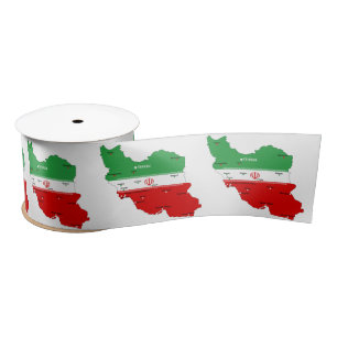 Lazo De Raso Mapa de Irán con bandera y emblema