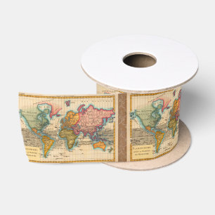 Lazo De Raso Mapa Mundial 1780 Planisferio Antiguo de Bonne
