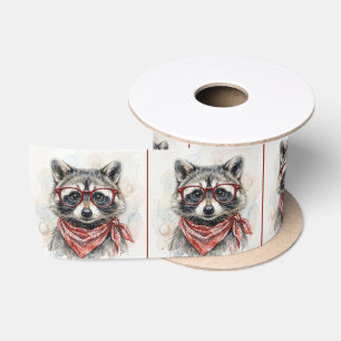 Lazo De Raso Mapache con gafas rojas y pañuelo