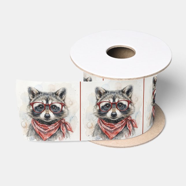 Lazo De Raso Mapache con gafas rojas y pañuelo (Carrete)