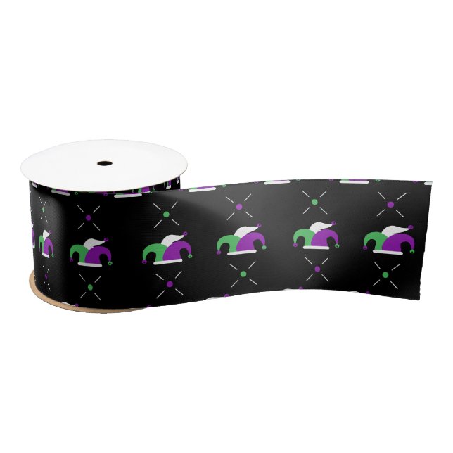 Lazo De Raso Mardi Gras Jester Gorra Ribbon (Carrete)
