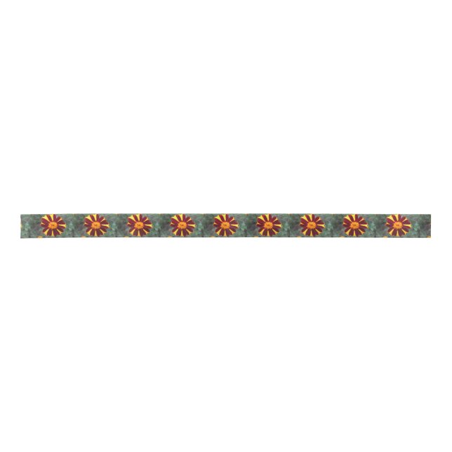 Lazo De Raso Marigold Velvet Rich Flor Amarilla Roja (Anverso)